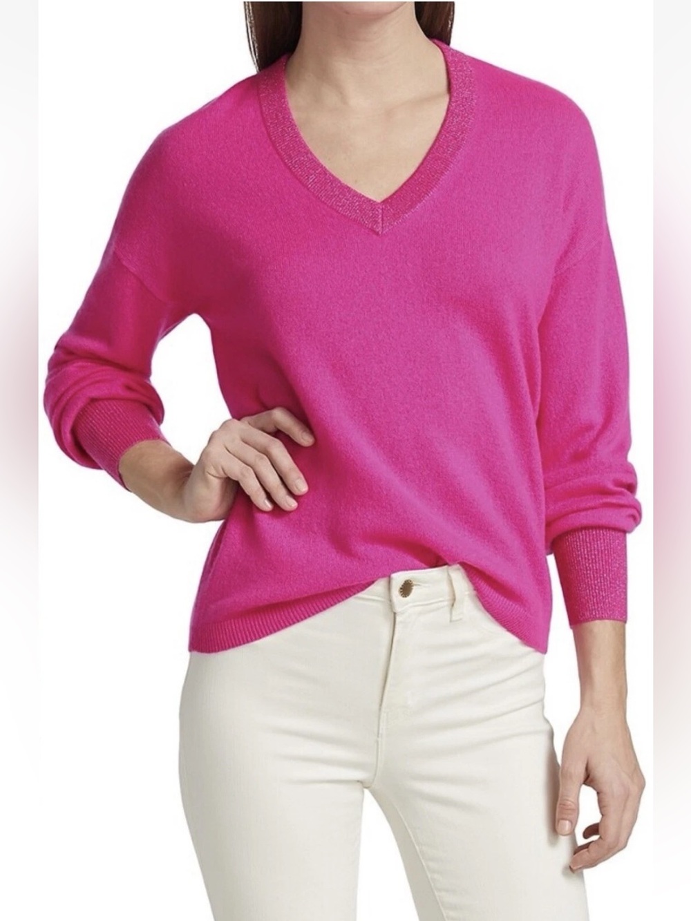 Lilly Pulitzer Jasmina Cashmere Sweater Bougainvillea Pink Size XS